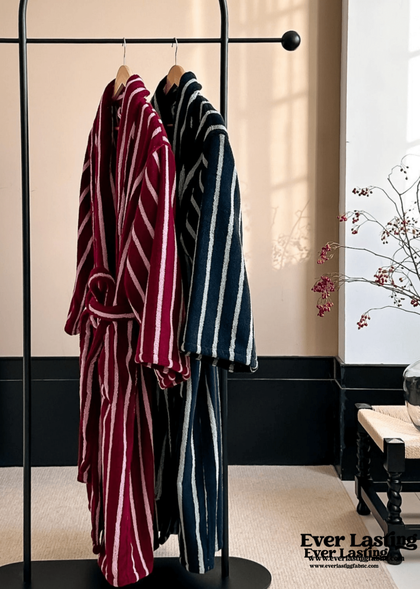Quiet Evening Striped Robe Set / Green