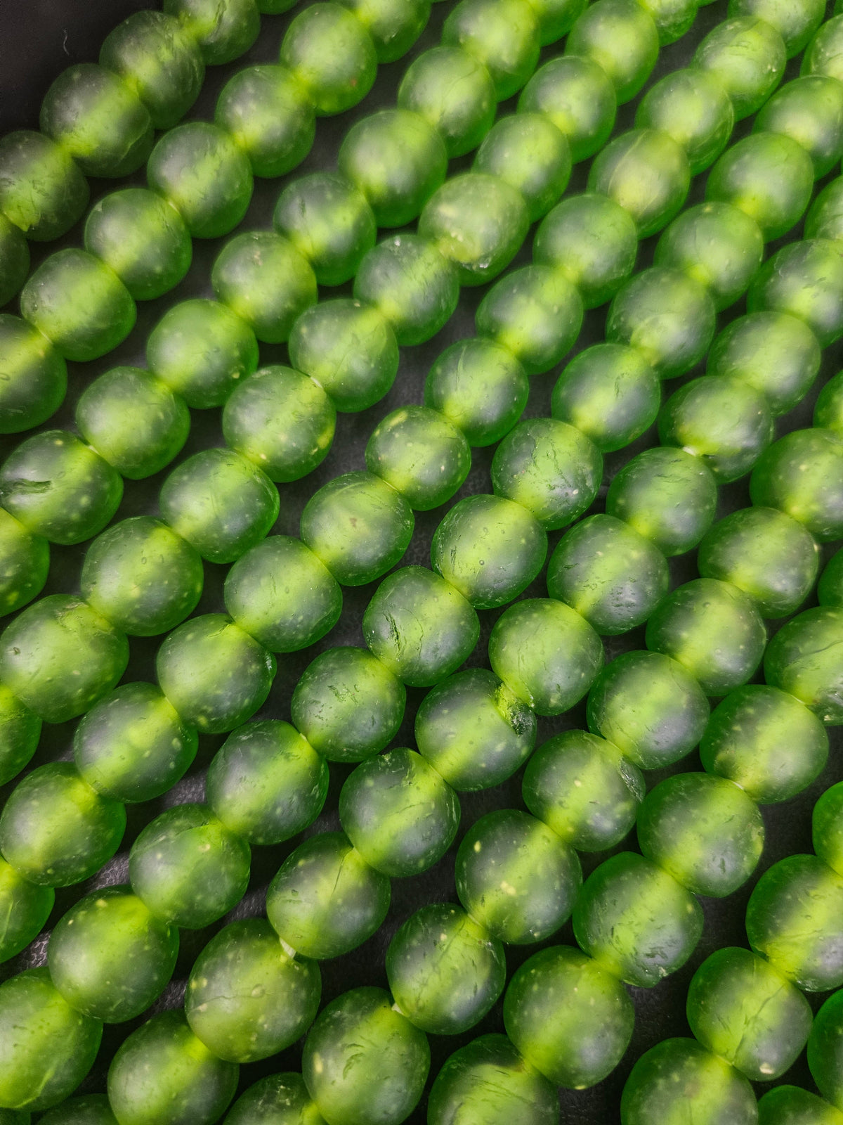 Green Krobo Pocket Glass Beads – Handmade in Ghana, 13–14mm