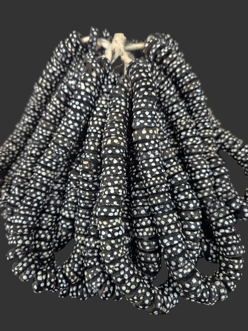 African Glass Beads – Painted Krobo Short Tubes, Black & White Krobo Beads