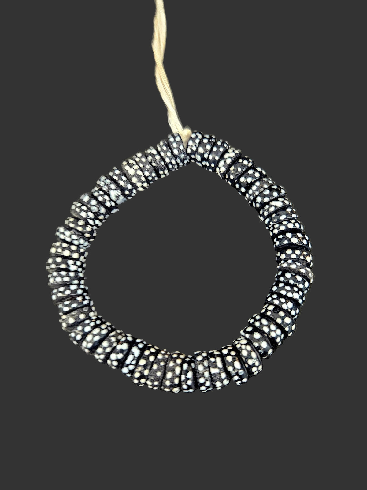 African Glass Beads – Painted Krobo Short Tubes, Black & White Krobo Beads