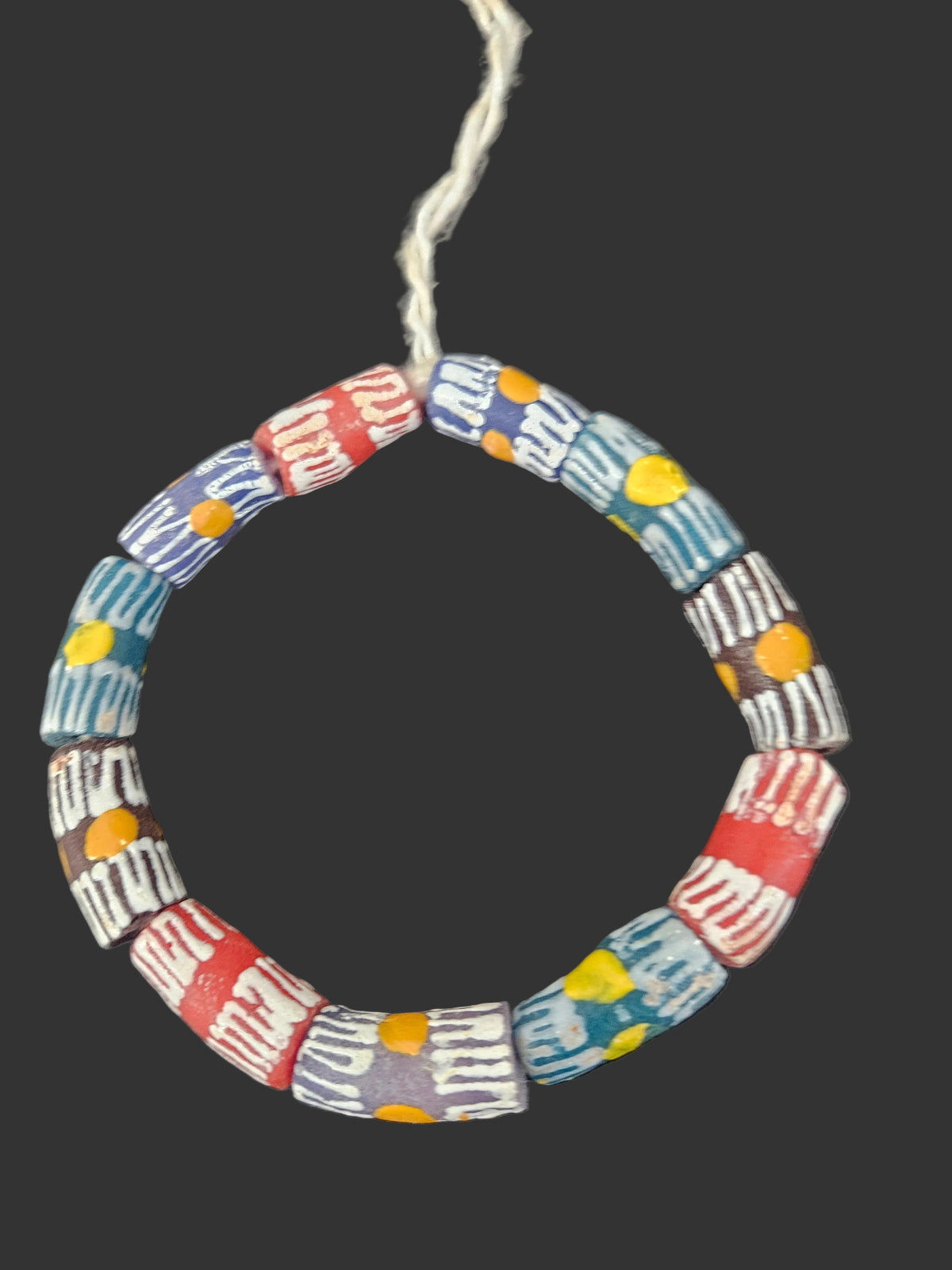 African Glass Beads – Painted Krobo Long Tubes, Multicolor Krobo Beads