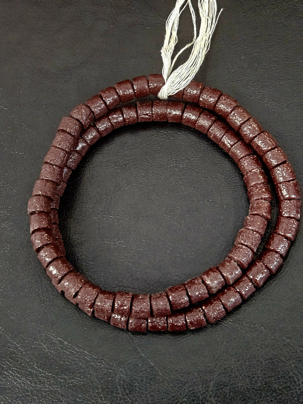 Deep Cocoa Small Cube Tube Krobo Glass Beads | Designer Strand from Ghana