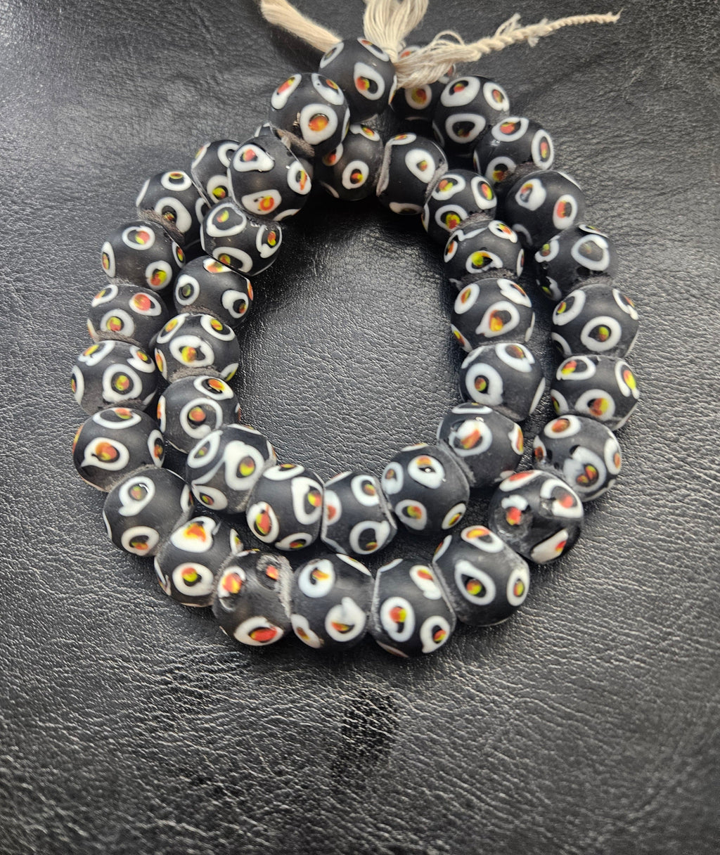 Designer Eye Trade Beads – Black, White & Multicolor 37–38 Beads