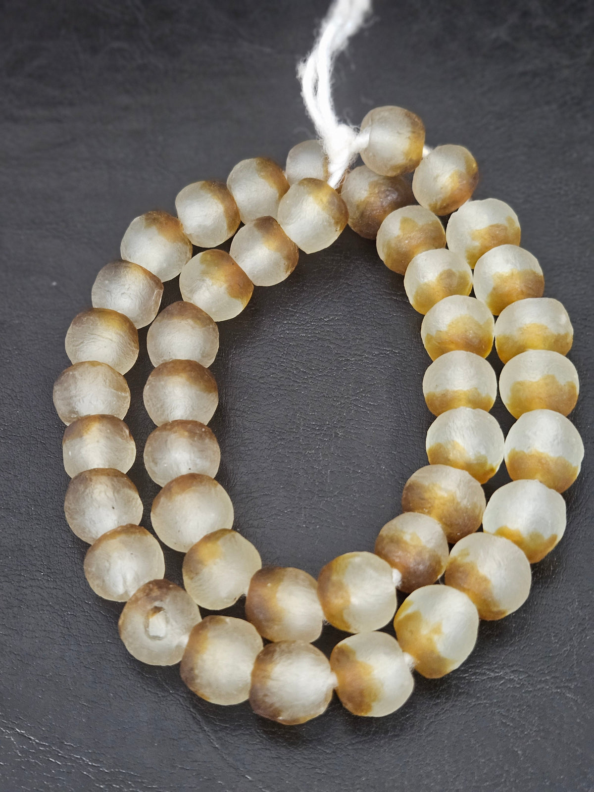 Authentic African Beads from Ghana | Textured Krobo Translucent Recycled Glass Beads | Chunky Handmade Glass Beads 12–14mm