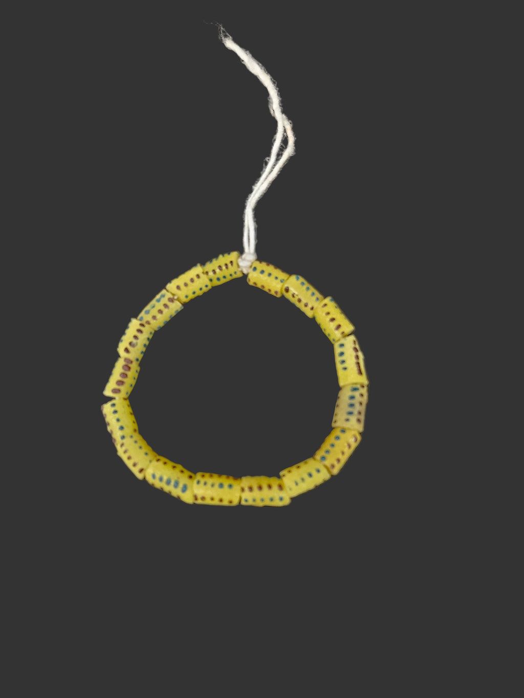 Golden Yellow Painted Krobo Glass Short Tube Beads | African Recycled Glass Beads Handmade in Ghana | Approx. 17 Beads