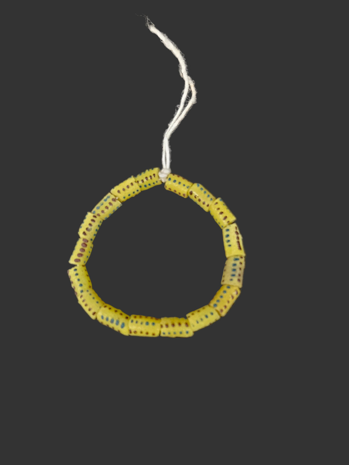 Golden Yellow Painted Krobo Glass Short Tube Beads | African Recycled Glass Beads Handmade in Ghana | Approx. 17 Beads
