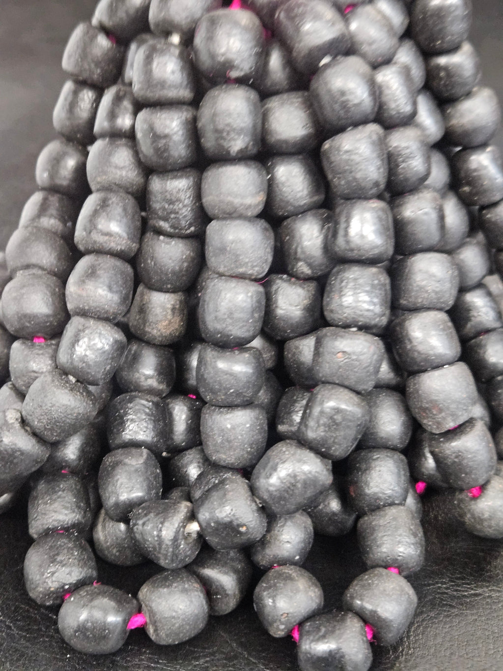 Matte Black Krobo Recycled Glass Beads | Handmade Glass Beads from Ghana