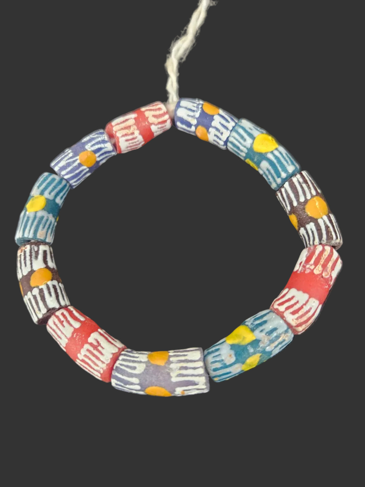 African Glass Beads – Painted Krobo Long Tubes, Multicolor Krobo Beads
