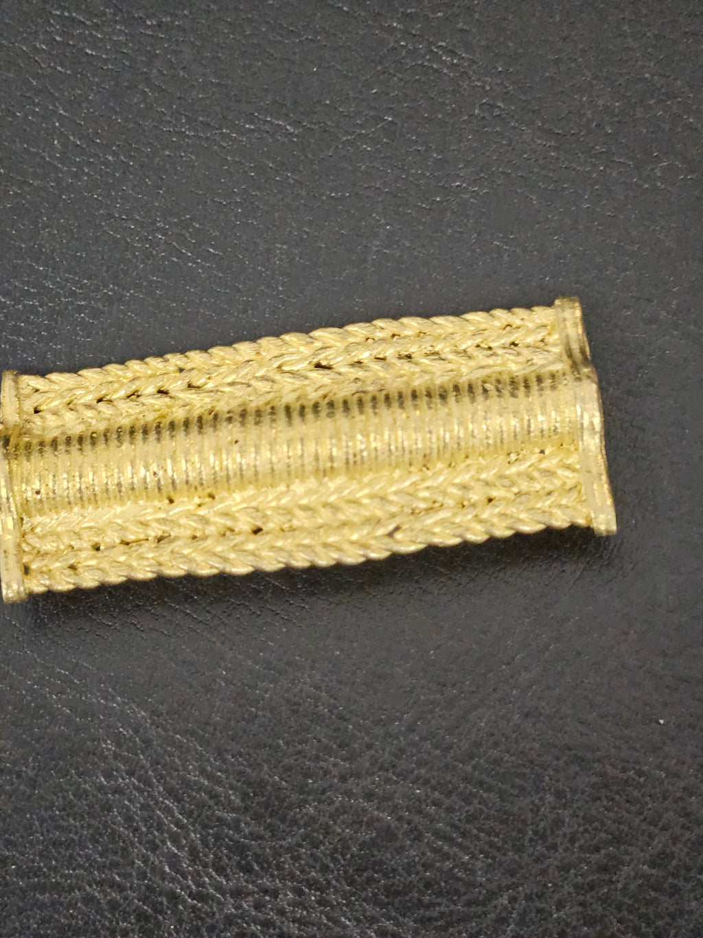 Handcrafted Ashanti Brass Woven Barrel Component Bead | Large Hole African Brass Focal Bead | Ghana Artisan Jewelry Component 24x54mm