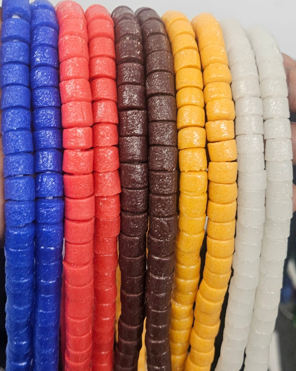 Golden Ochre Small Cube Tube Krobo Powdered Glass Beads | Ghana Recycled Glass | 77–78 Beads