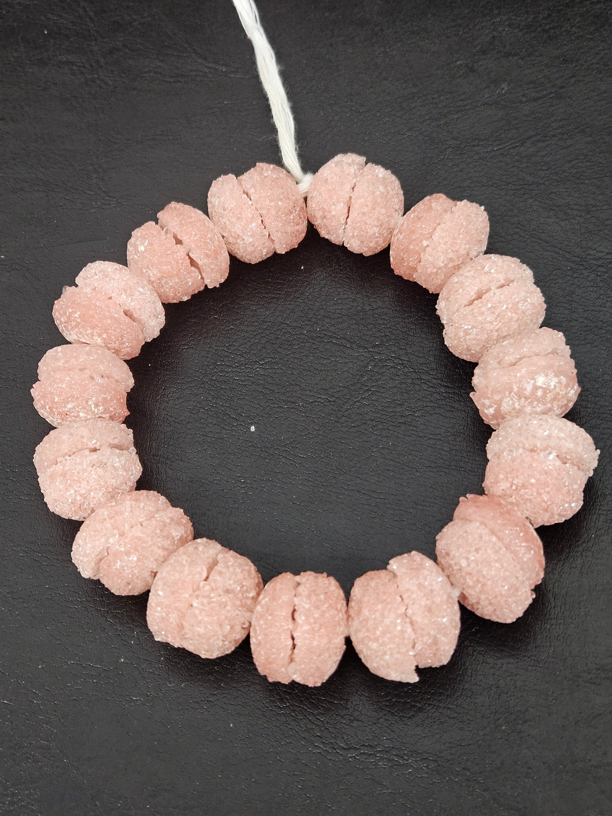 Pink Krobo Sugar Glass Rondelle Beads | Handcrafted Recycled Glass Beads from Ghana | Approx. 30 Beads Per Strand