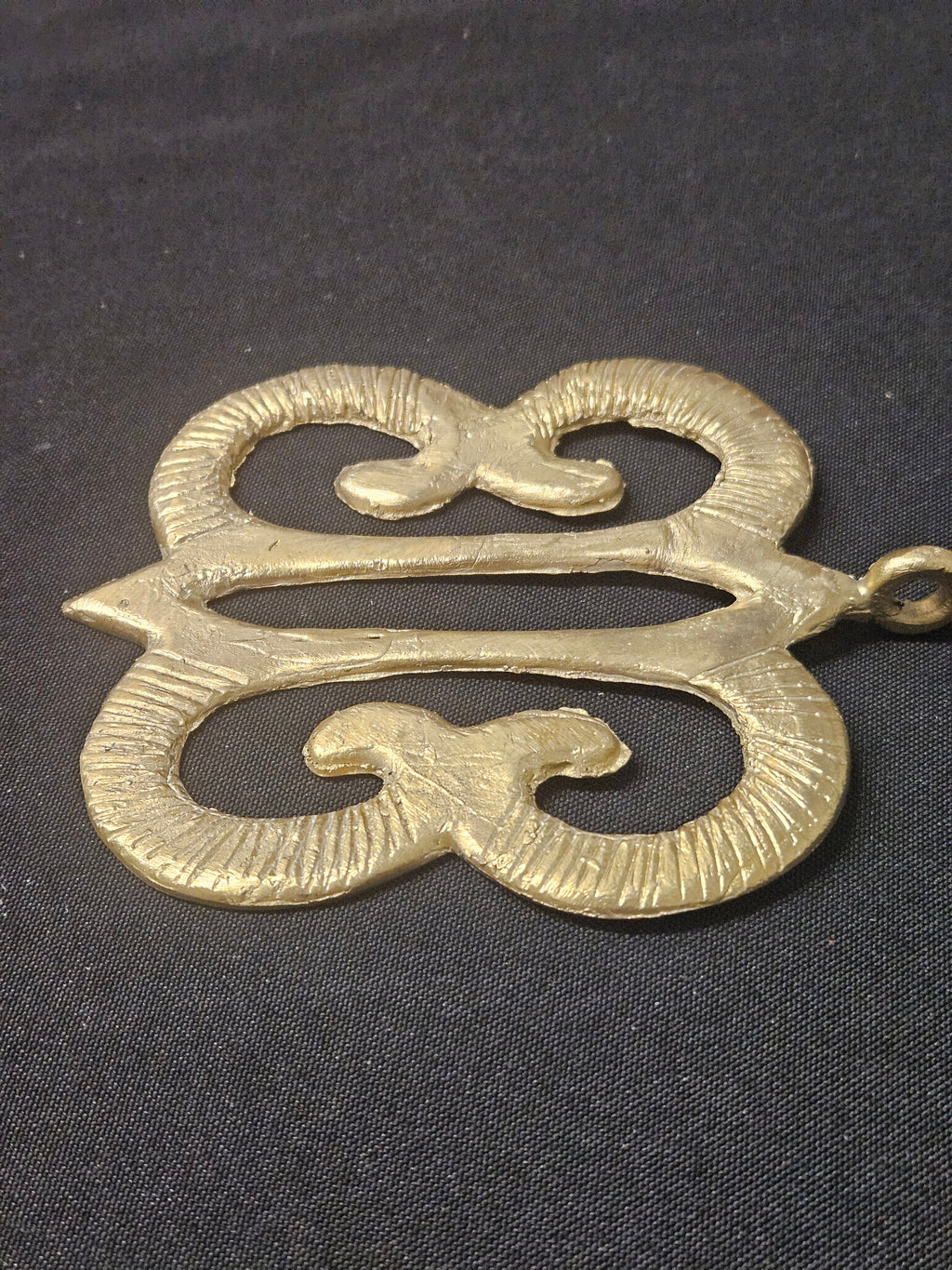 Large Handcrafted Hye Won Hye African Brass Pendant | Authentic Ghana Adinkra Symbol