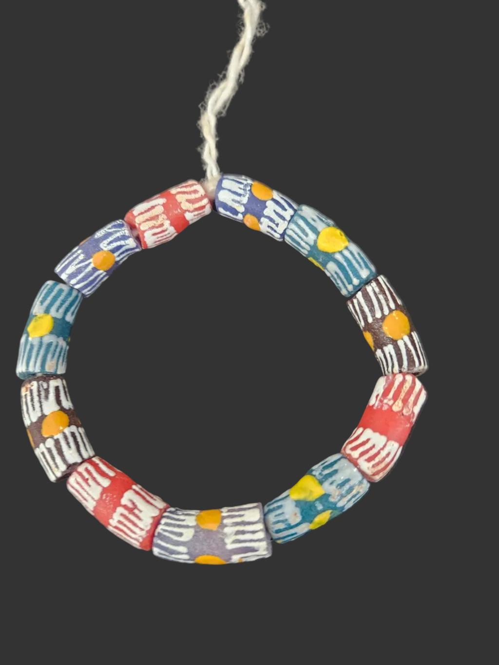 African Glass Beads – Painted Krobo Long Tubes, Multicolor Krobo Beads
