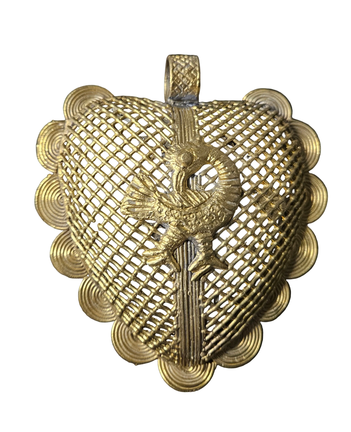Sankofa Bird Ghana Brass Pendant – Oversized Adinkra Statement Focal