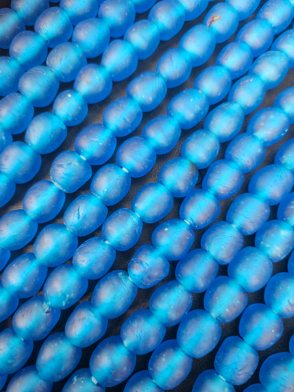 Handmade Blue Krobo Pocket Glass Beads from Ghana for Jewelry Making