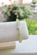 Dyed Jade and Mother of Pearl Cross stretchy bracelet
