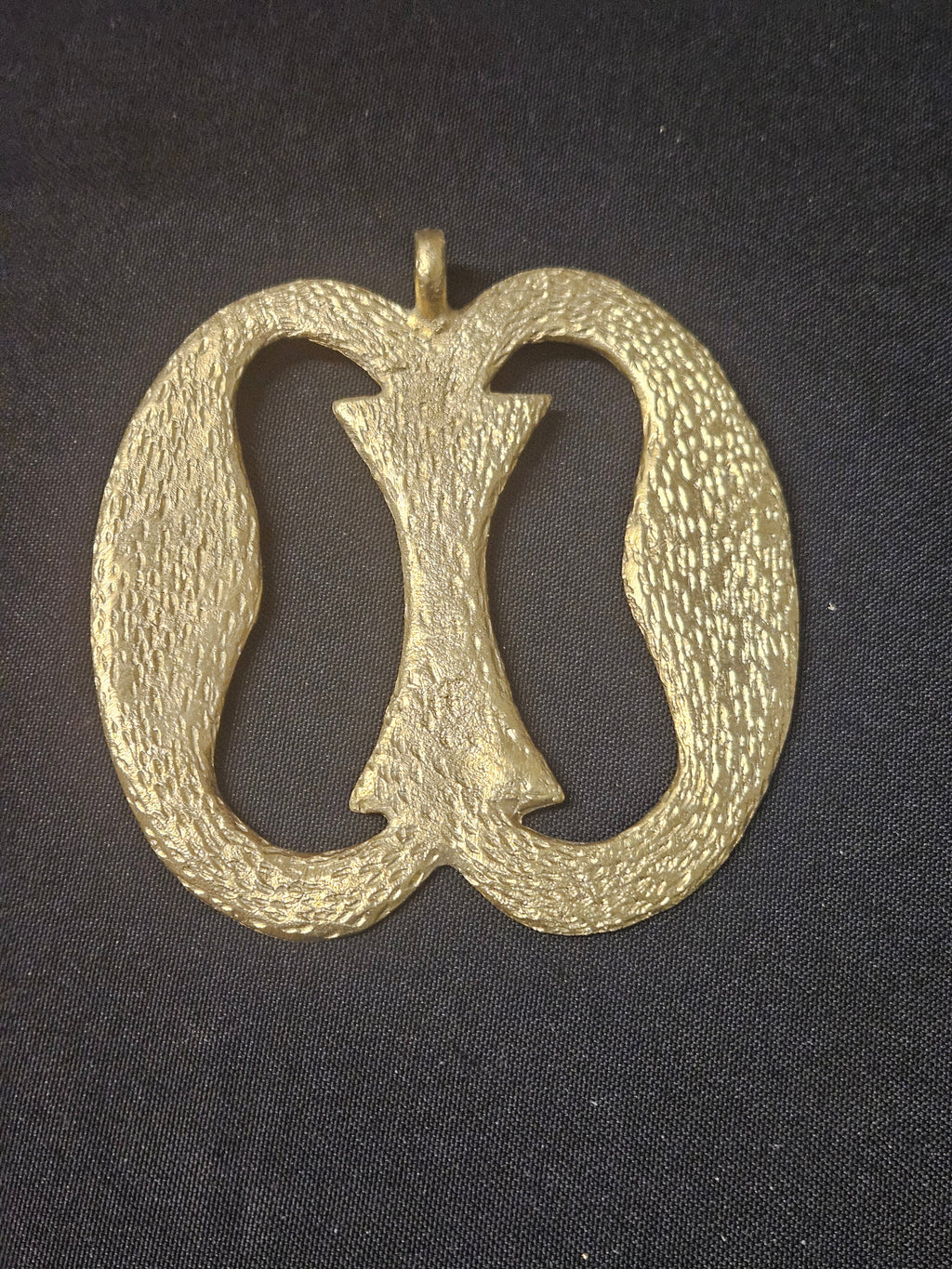 Oversized Nkonsonkonson Ashanti Brass Pendant – Handcrafted Adinkra Symbol from Ghana (4" x 4.5")