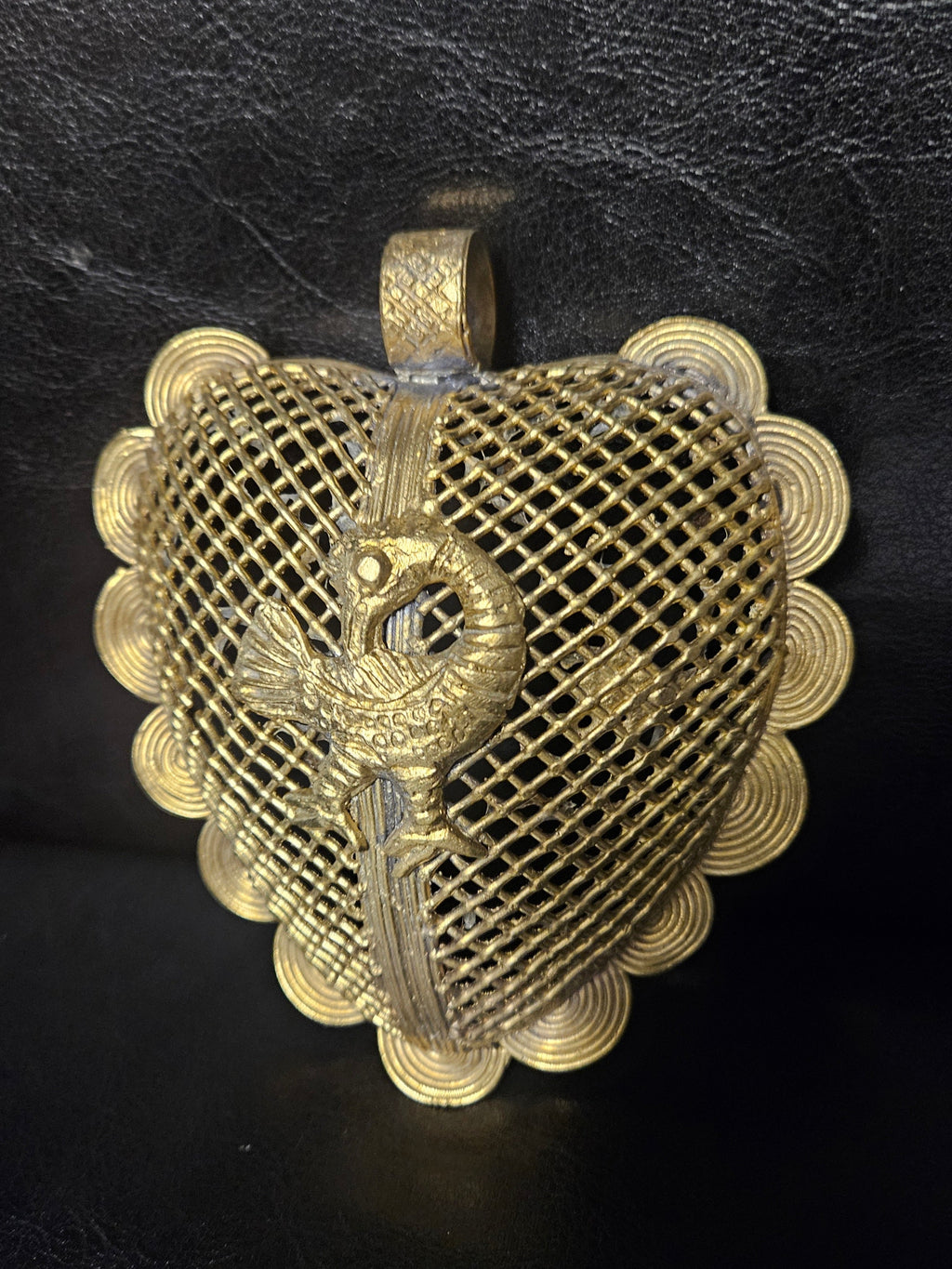 Sankofa Bird Ghana Brass Pendant – Oversized Adinkra Statement Focal