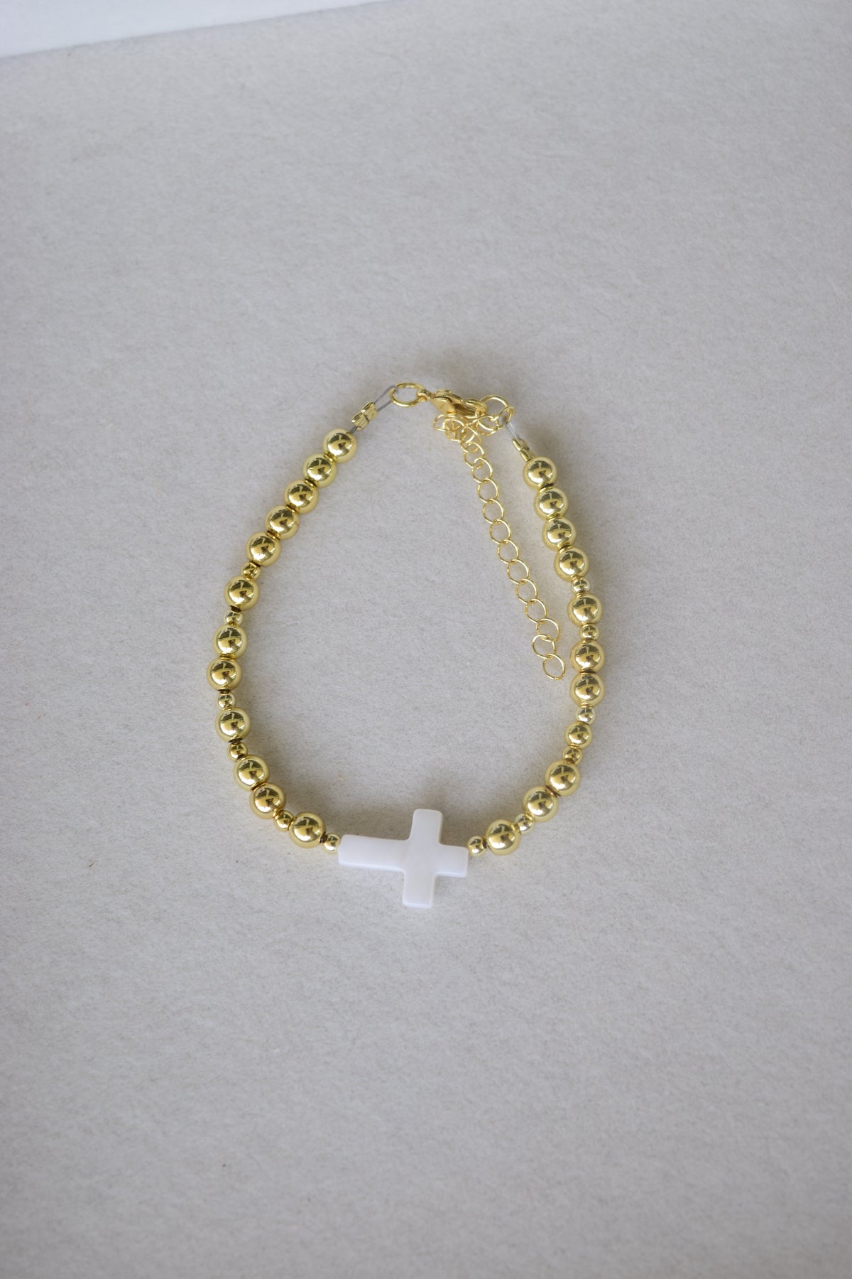 Mother of Pearl and Gold Filled Cross Bracelet