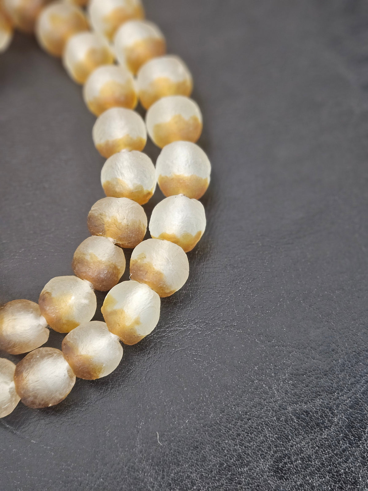 Authentic African Beads from Ghana | Textured Krobo Translucent Recycled Glass Beads | Chunky Handmade Glass Beads 12–14mm