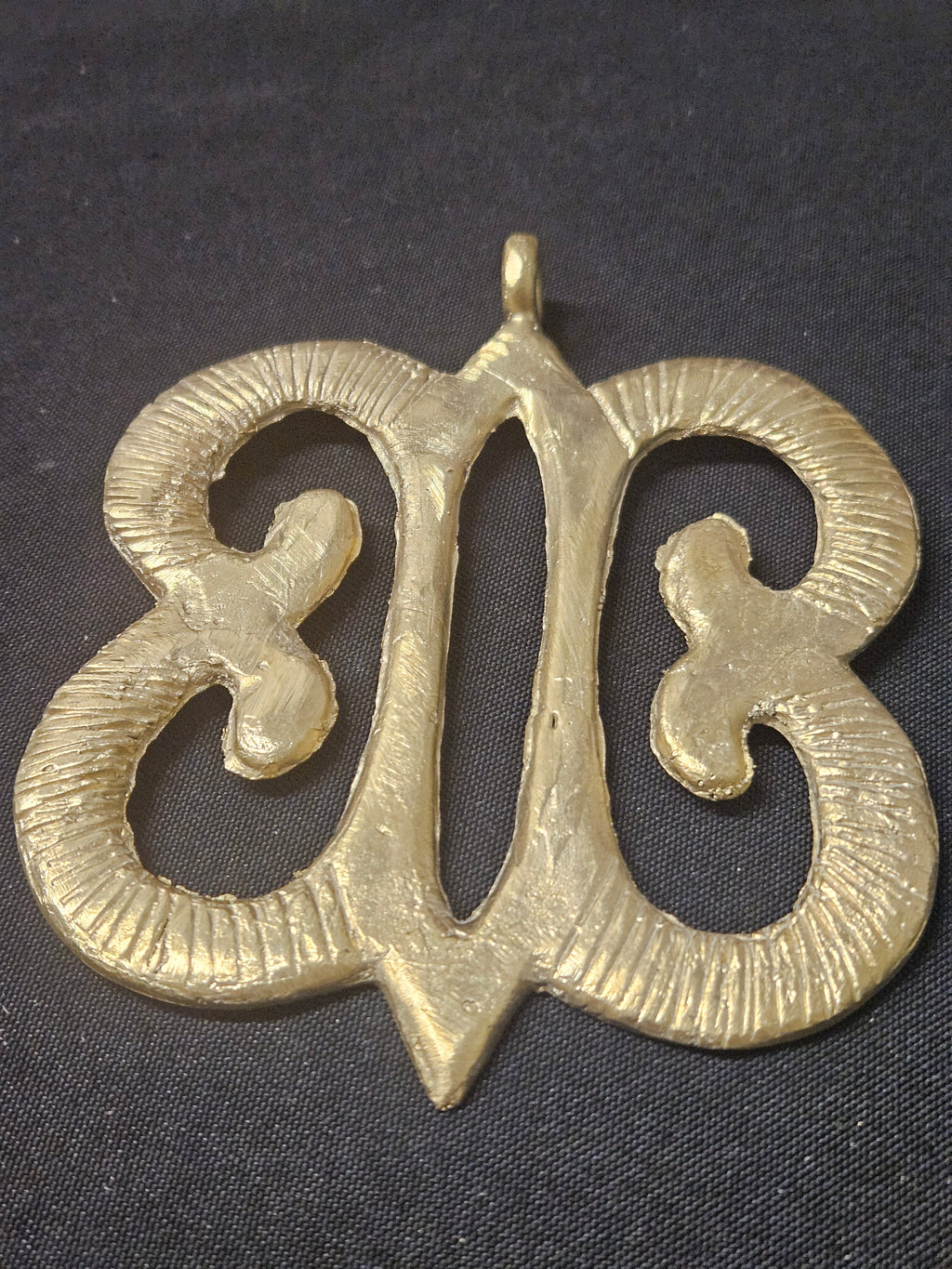 Large Handcrafted Hye Won Hye African Brass Pendant | Authentic Ghana Adinkra Symbol