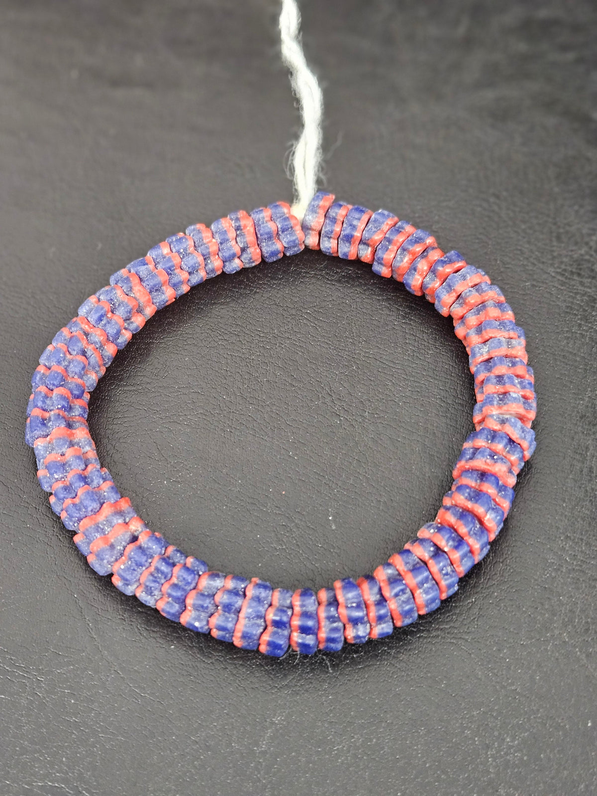 Royal Blue & Coral Krobo Glass Spacer Beads | Handcrafted Recycled Glass Beads from Ghana