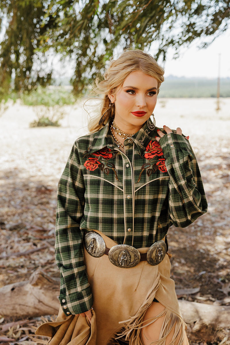 Plaid Petal Rodeo Button Up