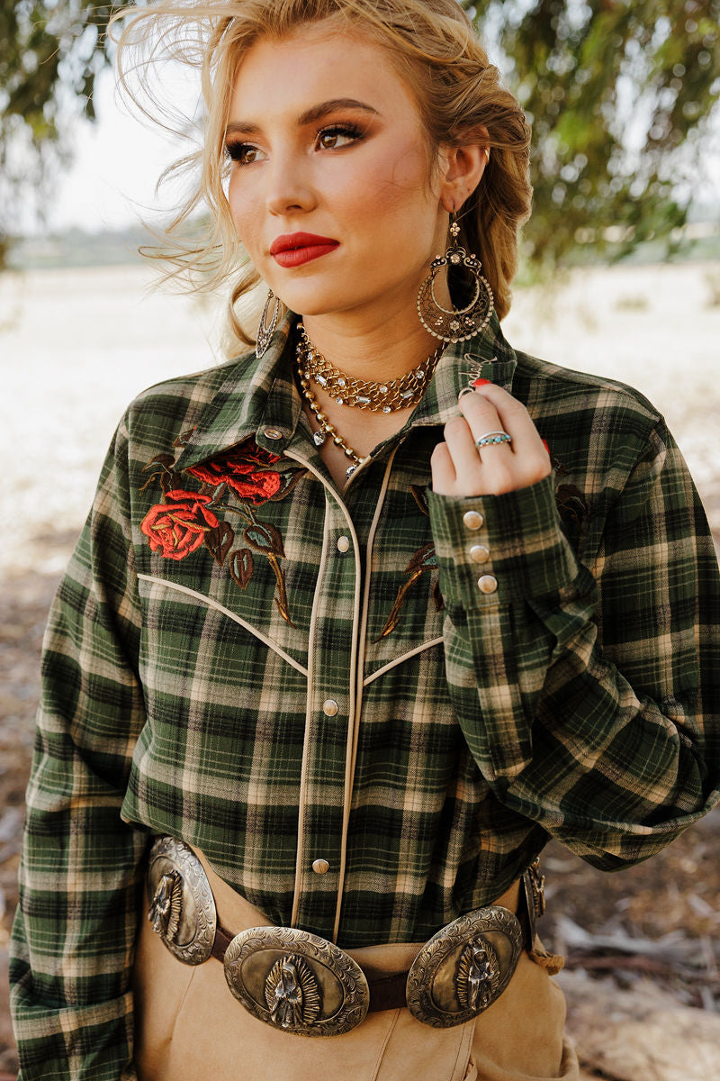 Plaid Petal Rodeo Button Up