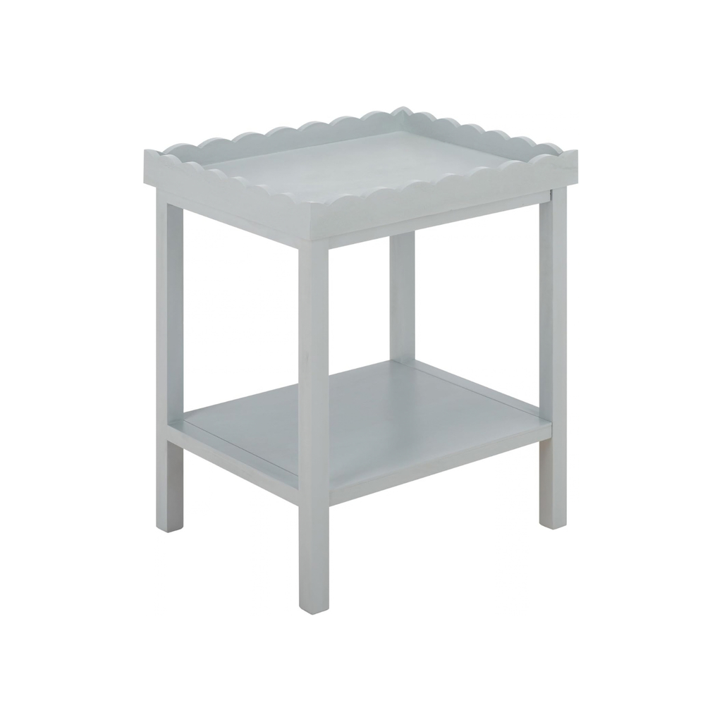 Hallie Scalloped Side Table in Blue Mist