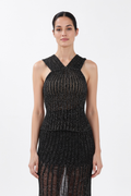 Luxe Ribbed Cross-Front Top in Black
