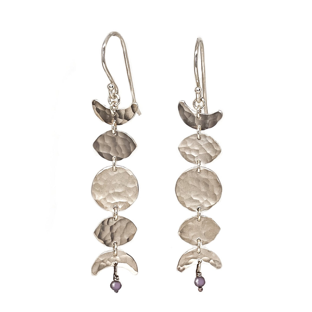 Moon Phase Earrings in Sterling Silver