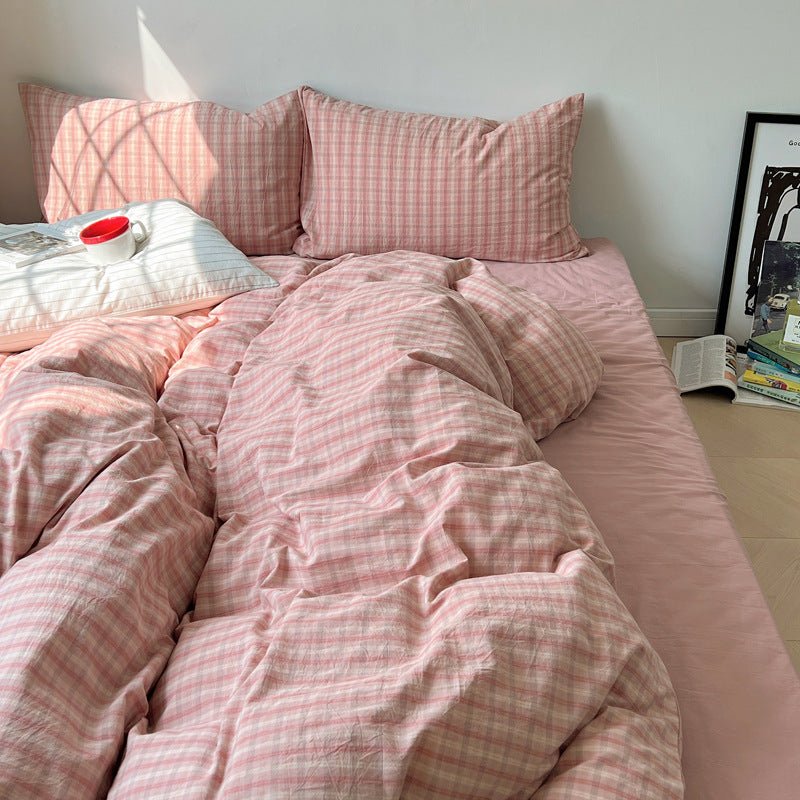 Soft Blend Plaid Bedding Set / Blue