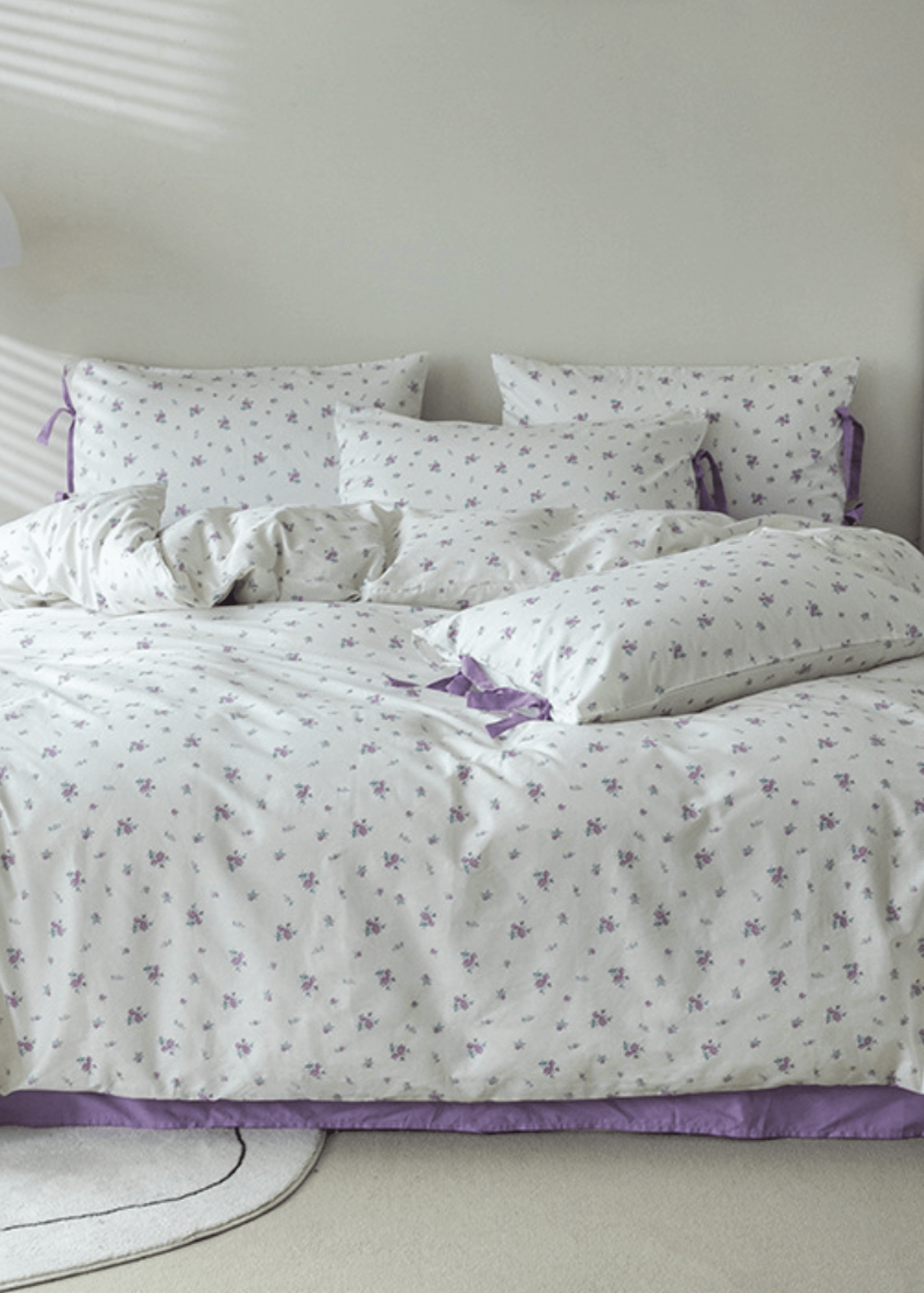 Soft Cottage Blue Ribbon Bedding Set / Blue