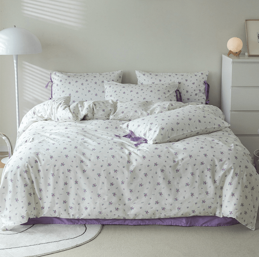 Soft Cottage Blue Ribbon Bedding Set / Blue