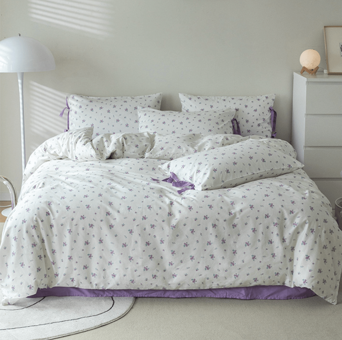 Soft Cottage Blue Ribbon Bedding Set / Blue
