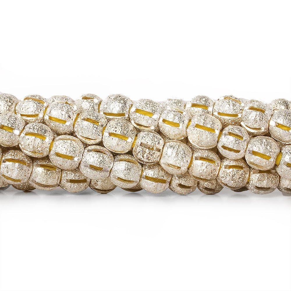 5mm Sterling Silver Plated Brass Stripe Stardust Rounds 8 inch 47 beads