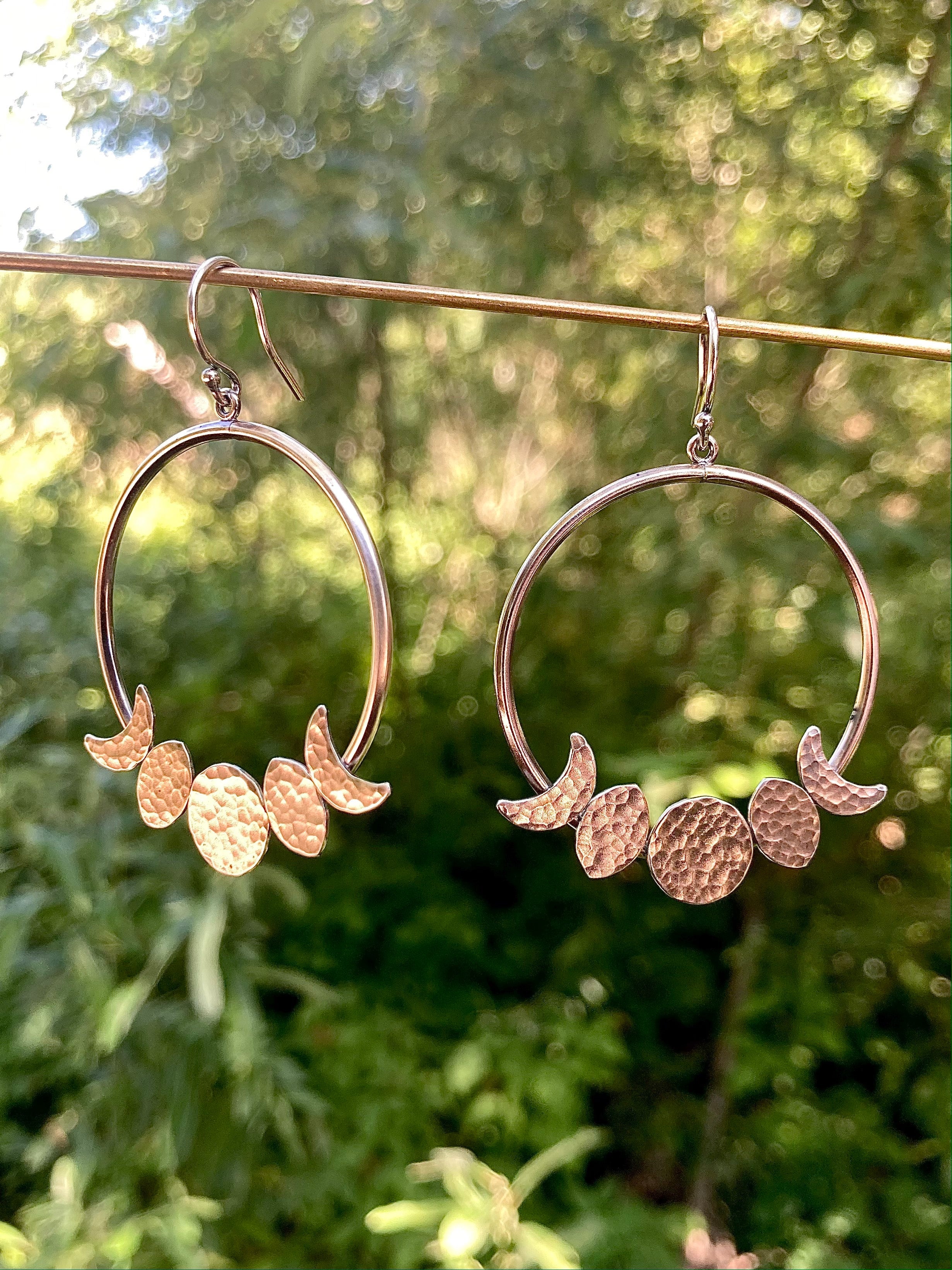 Moon Phase Hoop Earrings in Sterling Silver