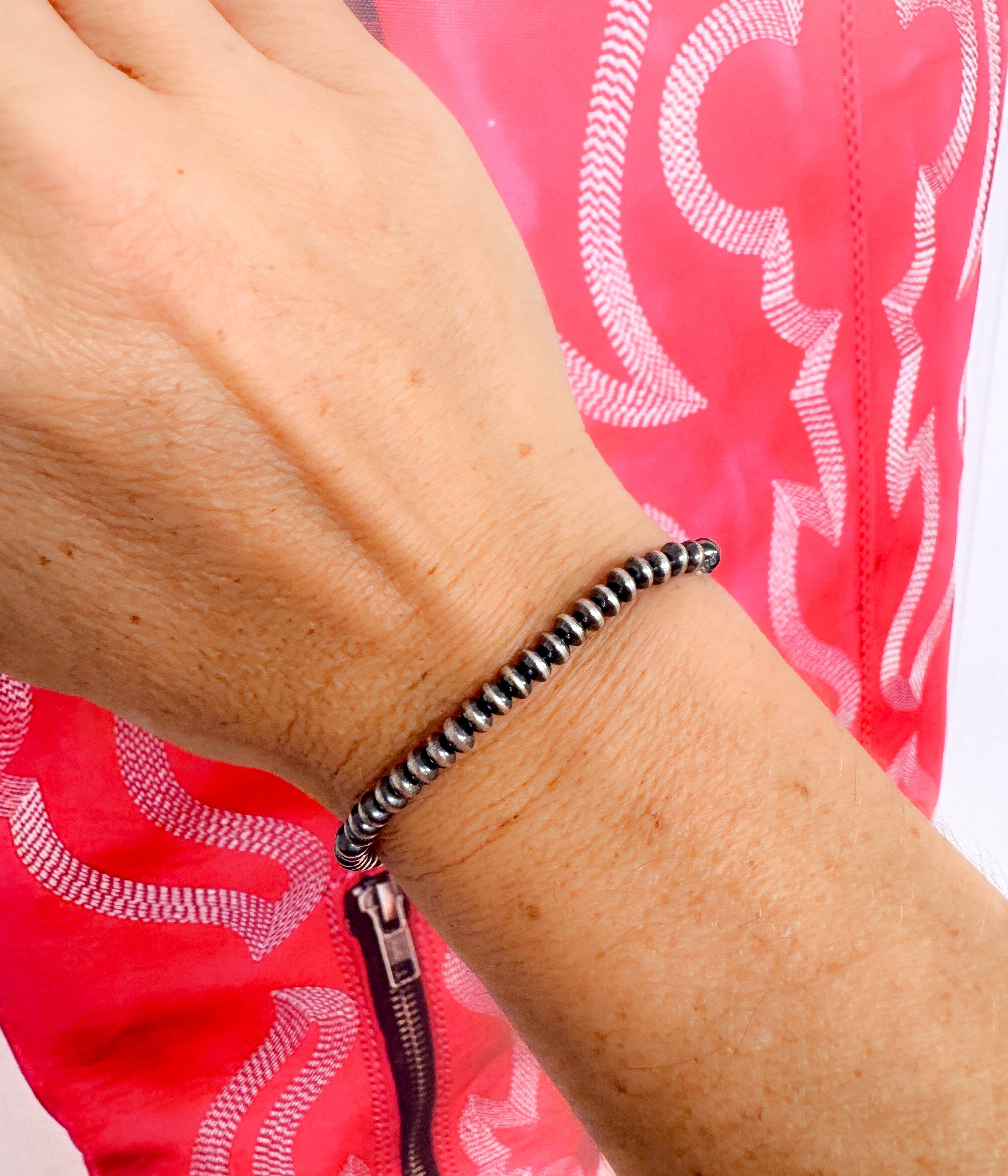 4.5mm Authentic Navajo Pearl Saucer Stretch Bracelet