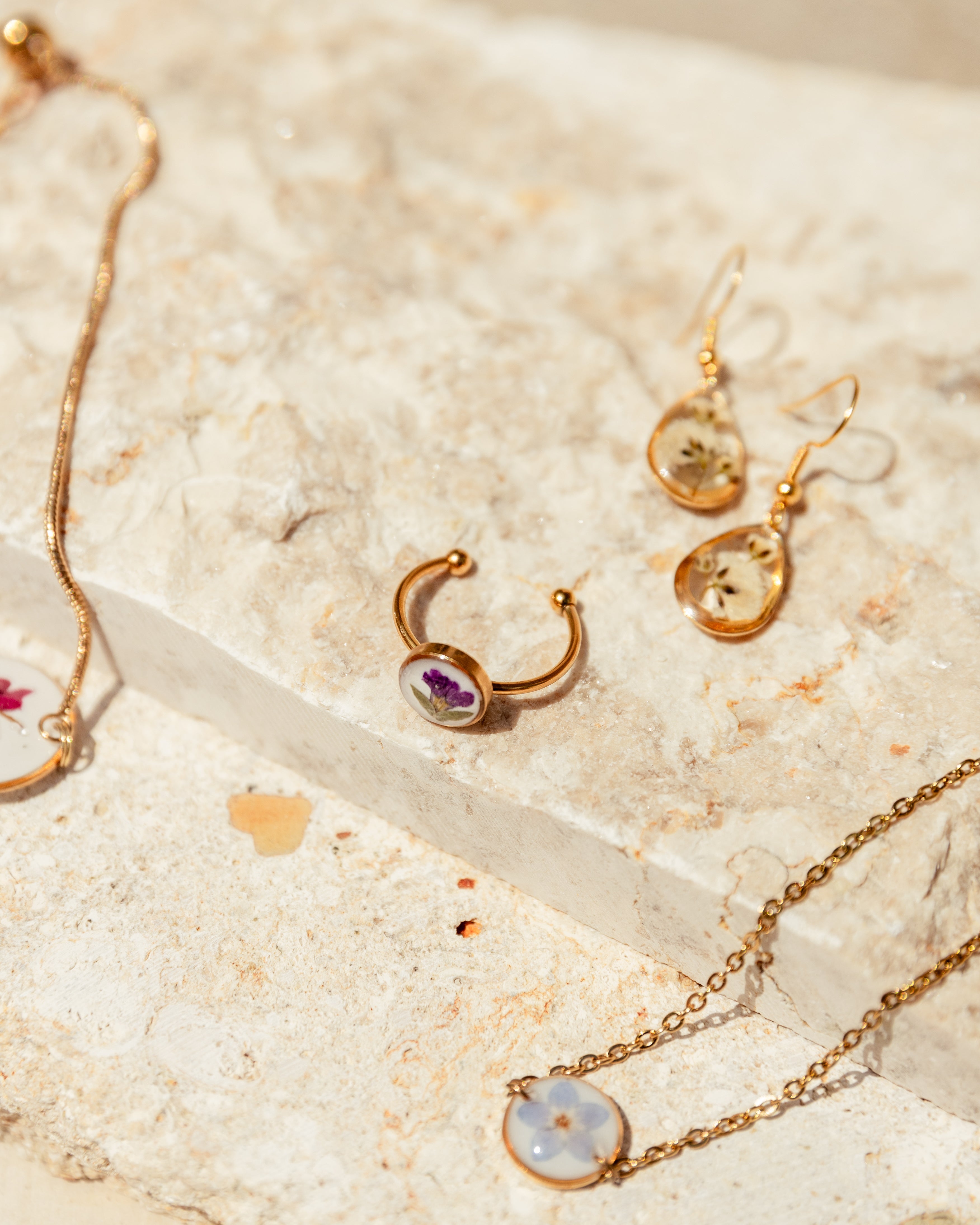 Wildflower Gold Dangle Earrings Large Pendant