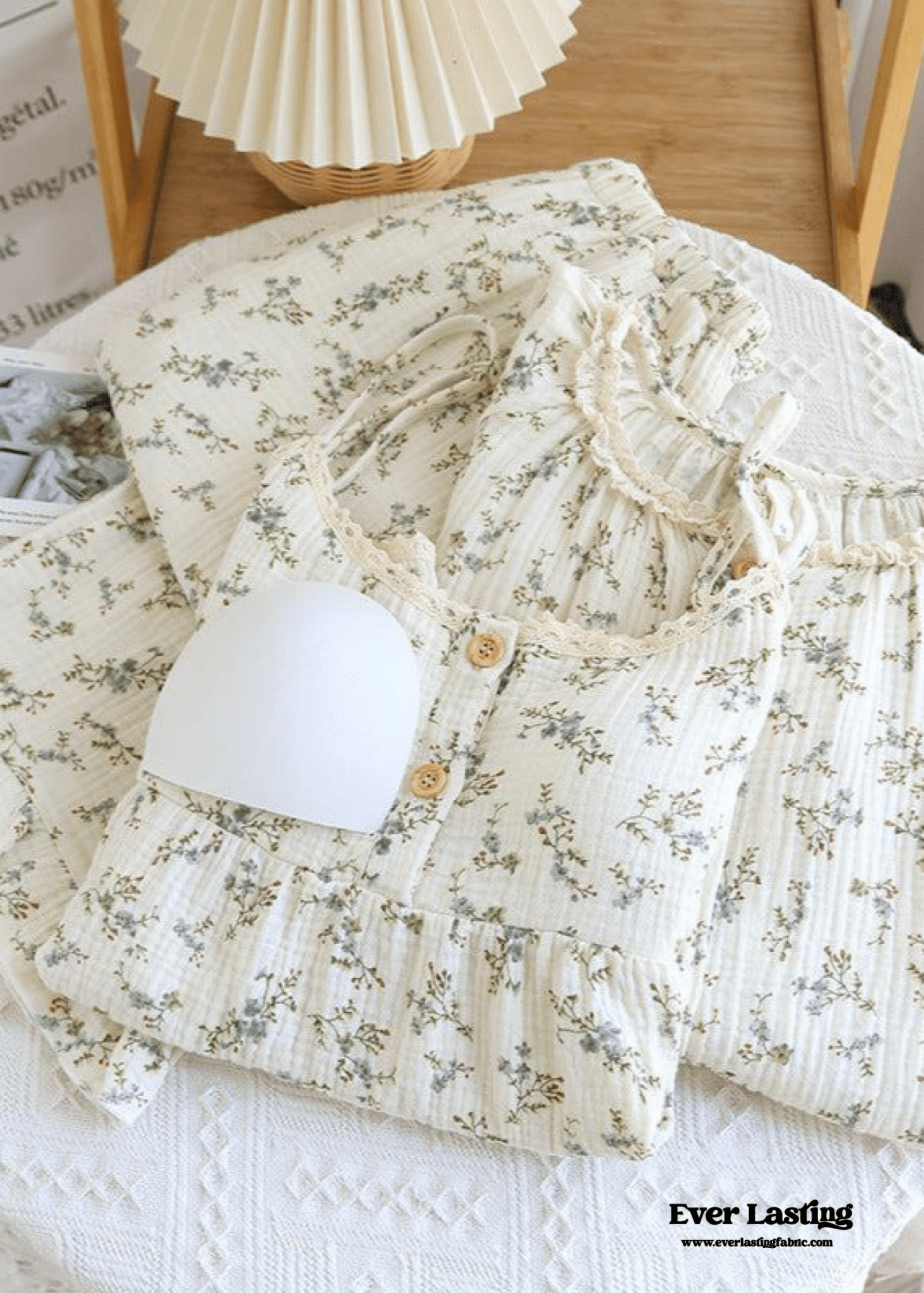 Vintage Floral Tank Cardigan and Long Pants Pajama Set / Yellow