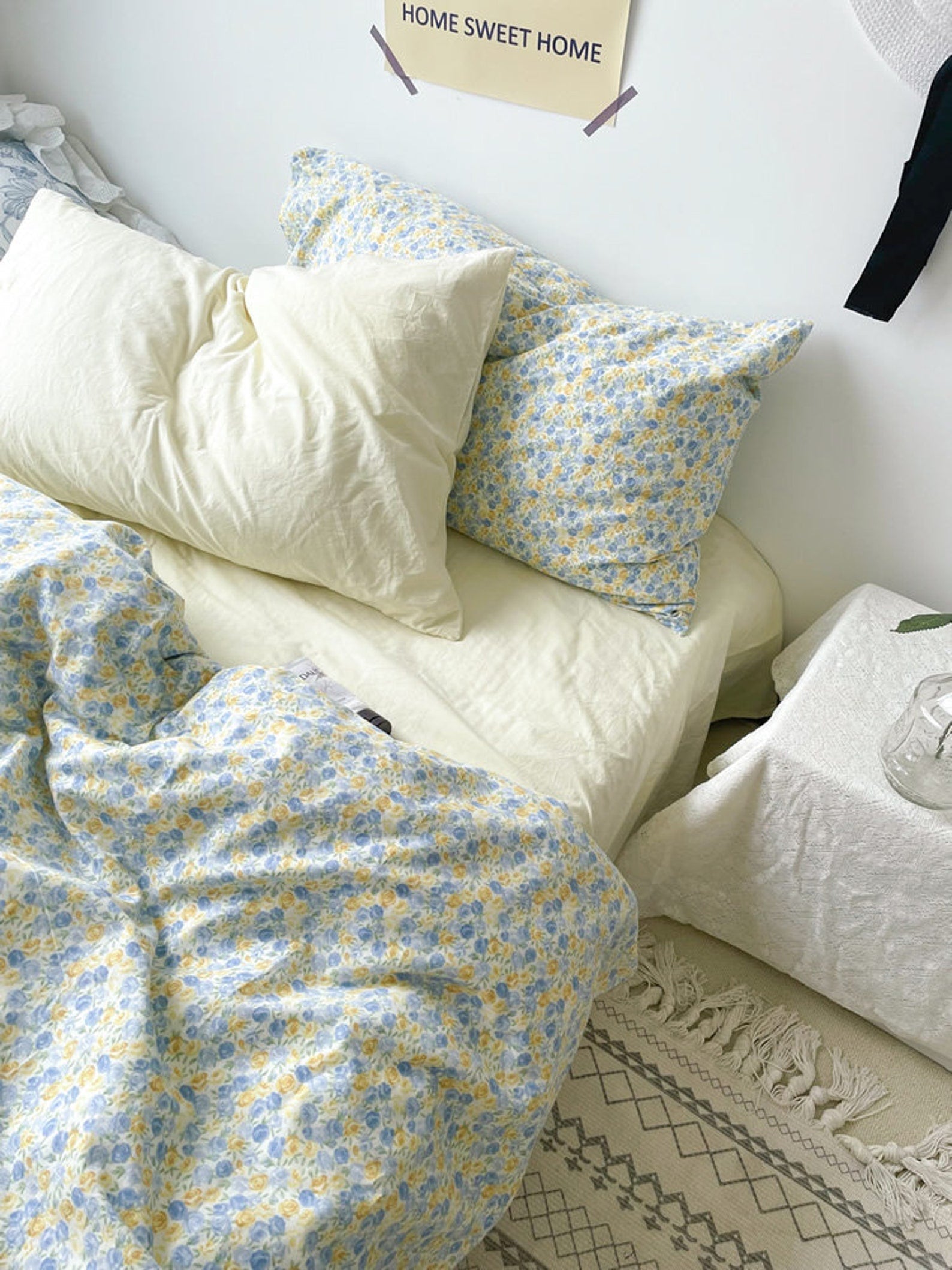 Vintage Inspired Floral Duvet Cover / Brown + Beige
