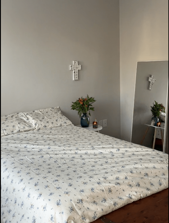 Vintage Inspired Floral Duvet Cover / Brown + Beige