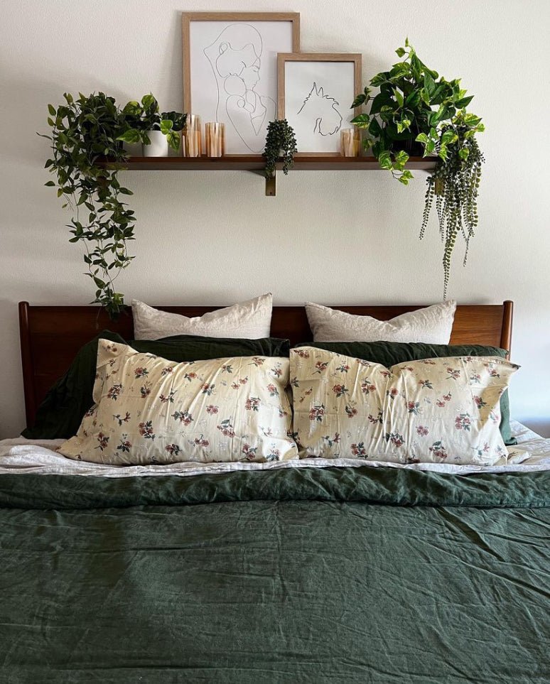 Vintage Inspired Floral Duvet Cover / Brown + Beige