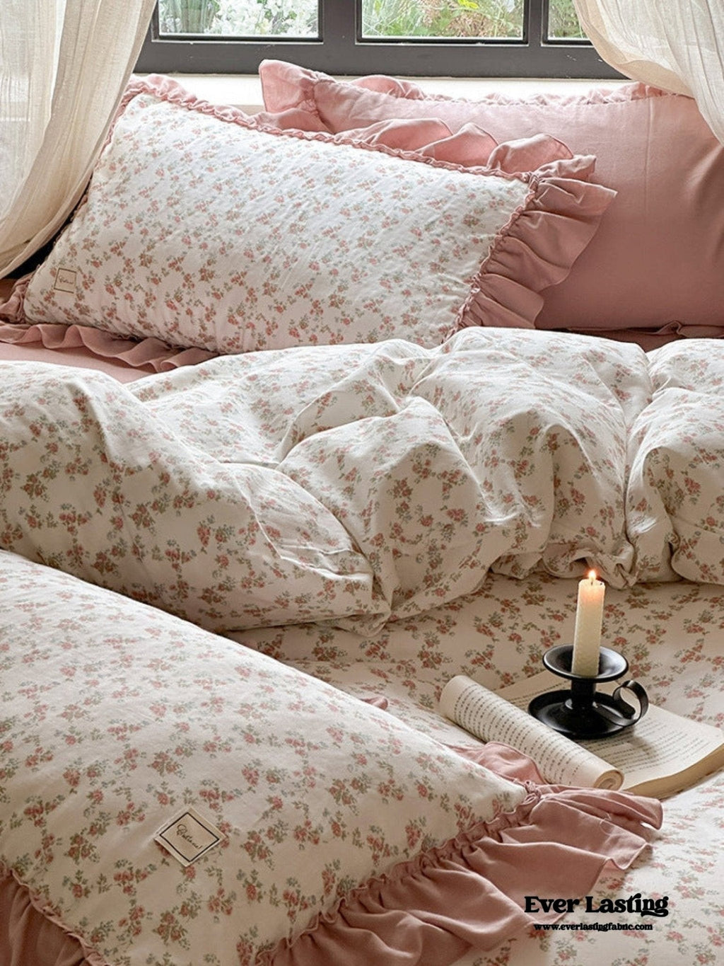 Vivienne Floral Double Gauze Bedding Set / Blue Ocean