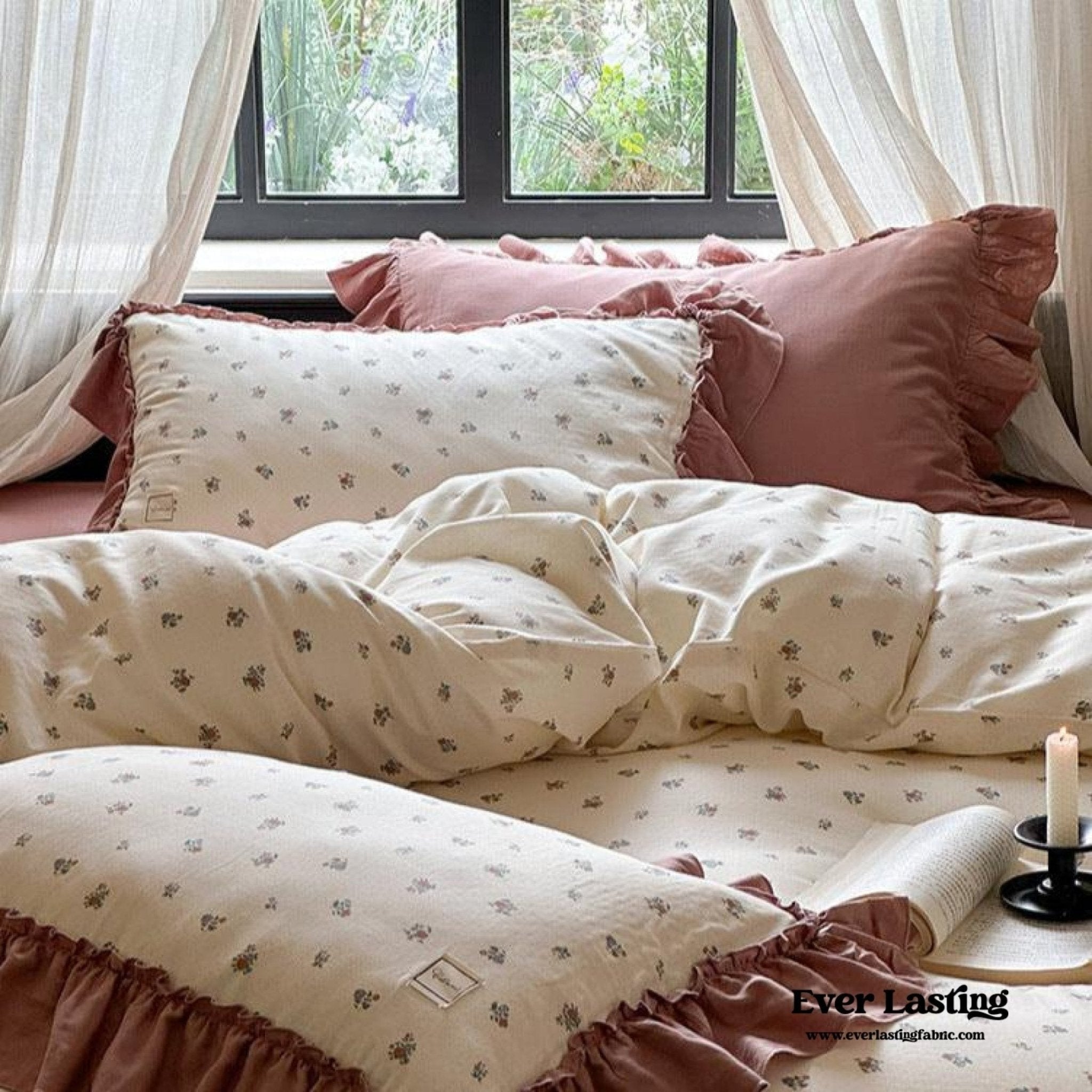 Vivienne Floral Double Gauze Bedding Set / Blue Ocean