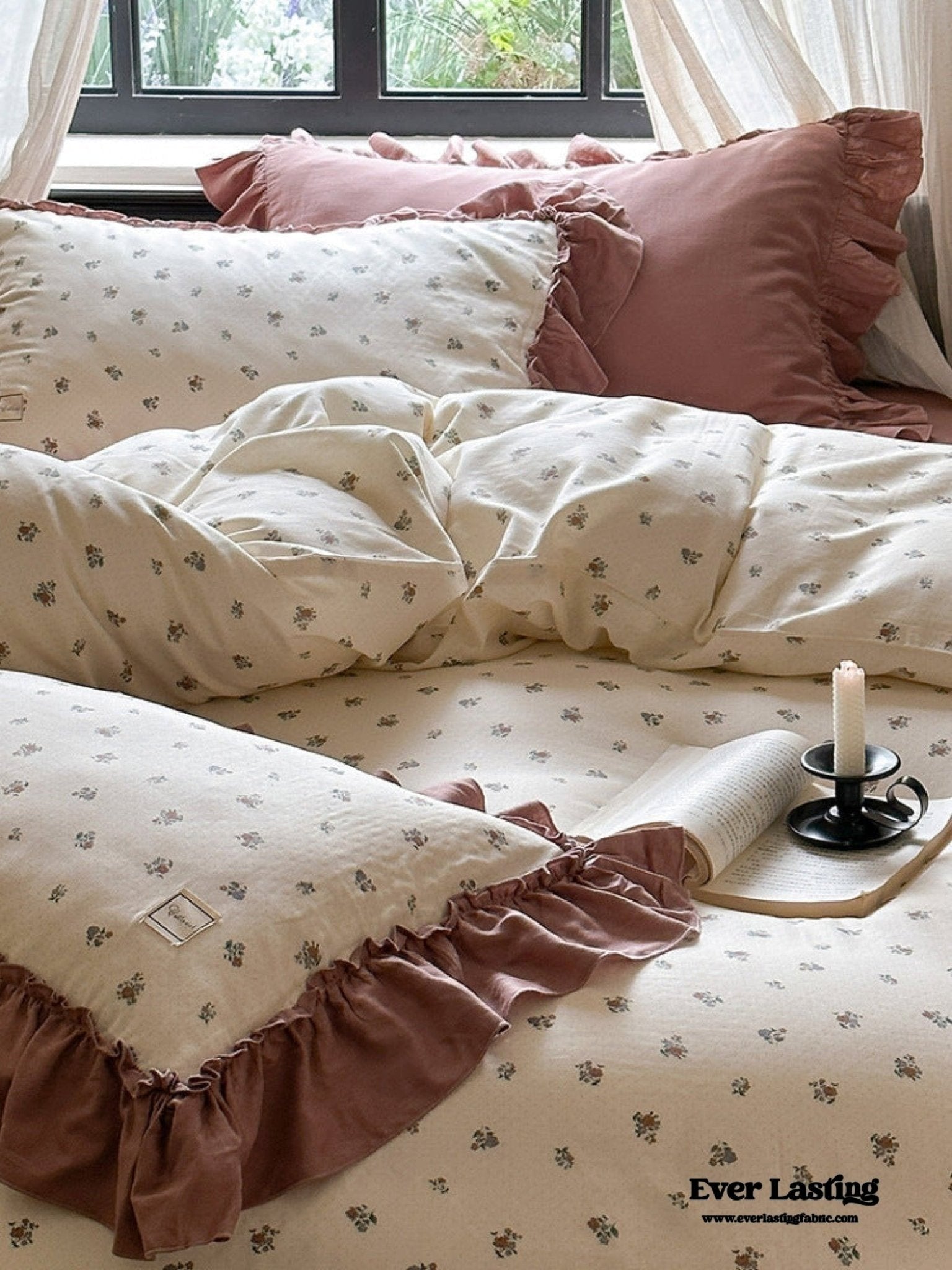 Vivienne Floral Double Gauze Bedding Set / Blue Ocean