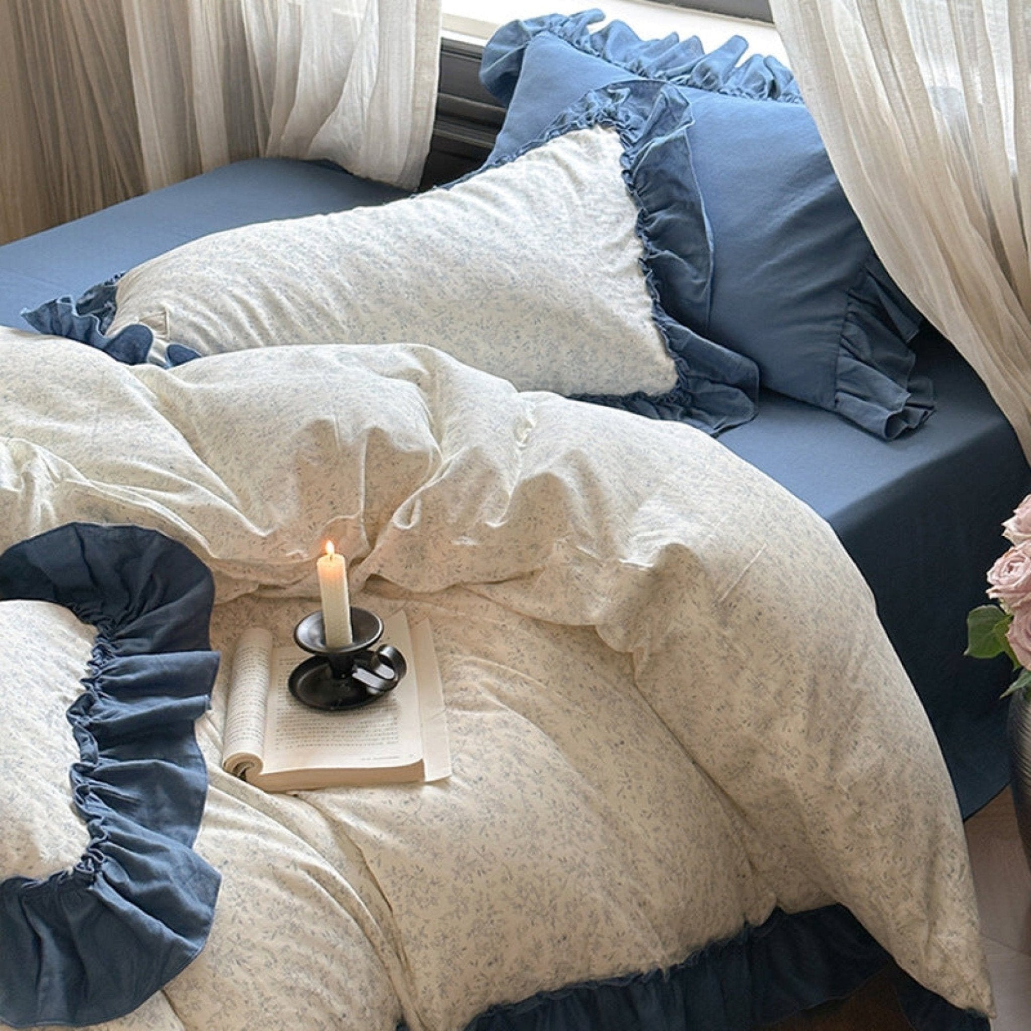 Vivienne Floral Double Gauze Bedding Set / Light Pink