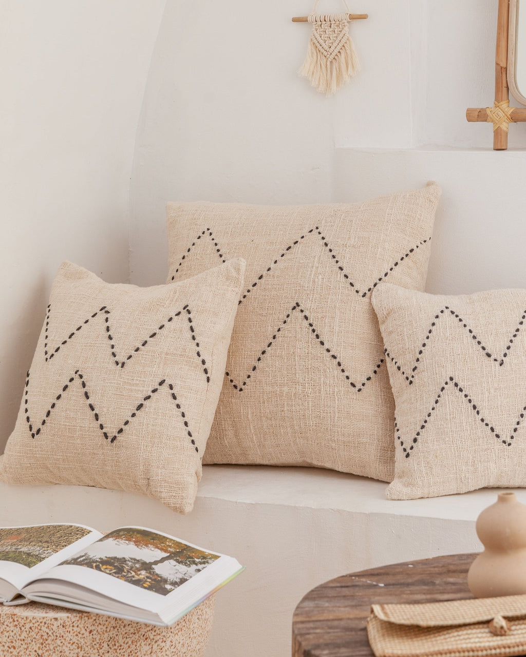Nya Hand Stitched Cotton Throw Pillow