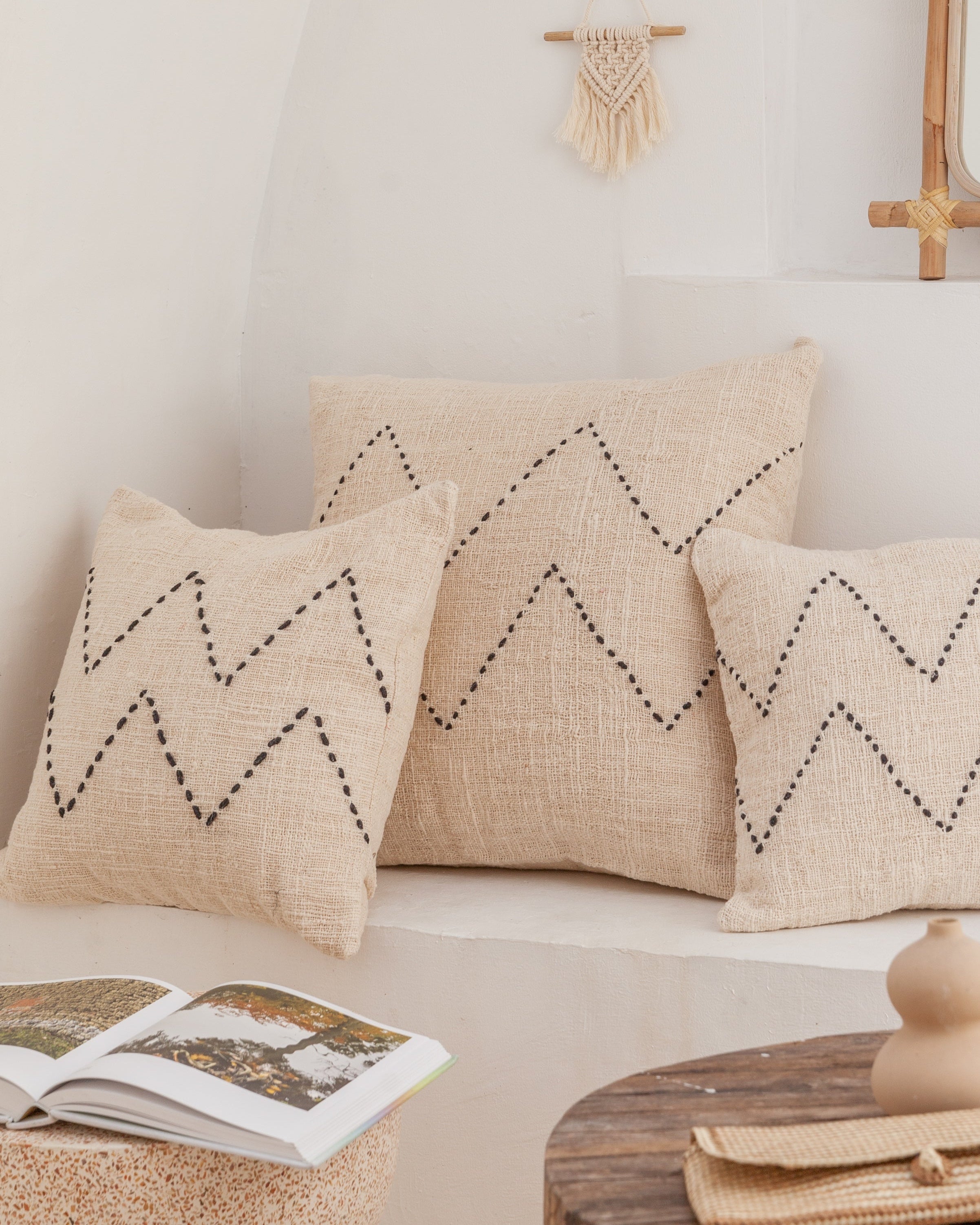 Nya Hand Stitched Cotton Throw Pillow