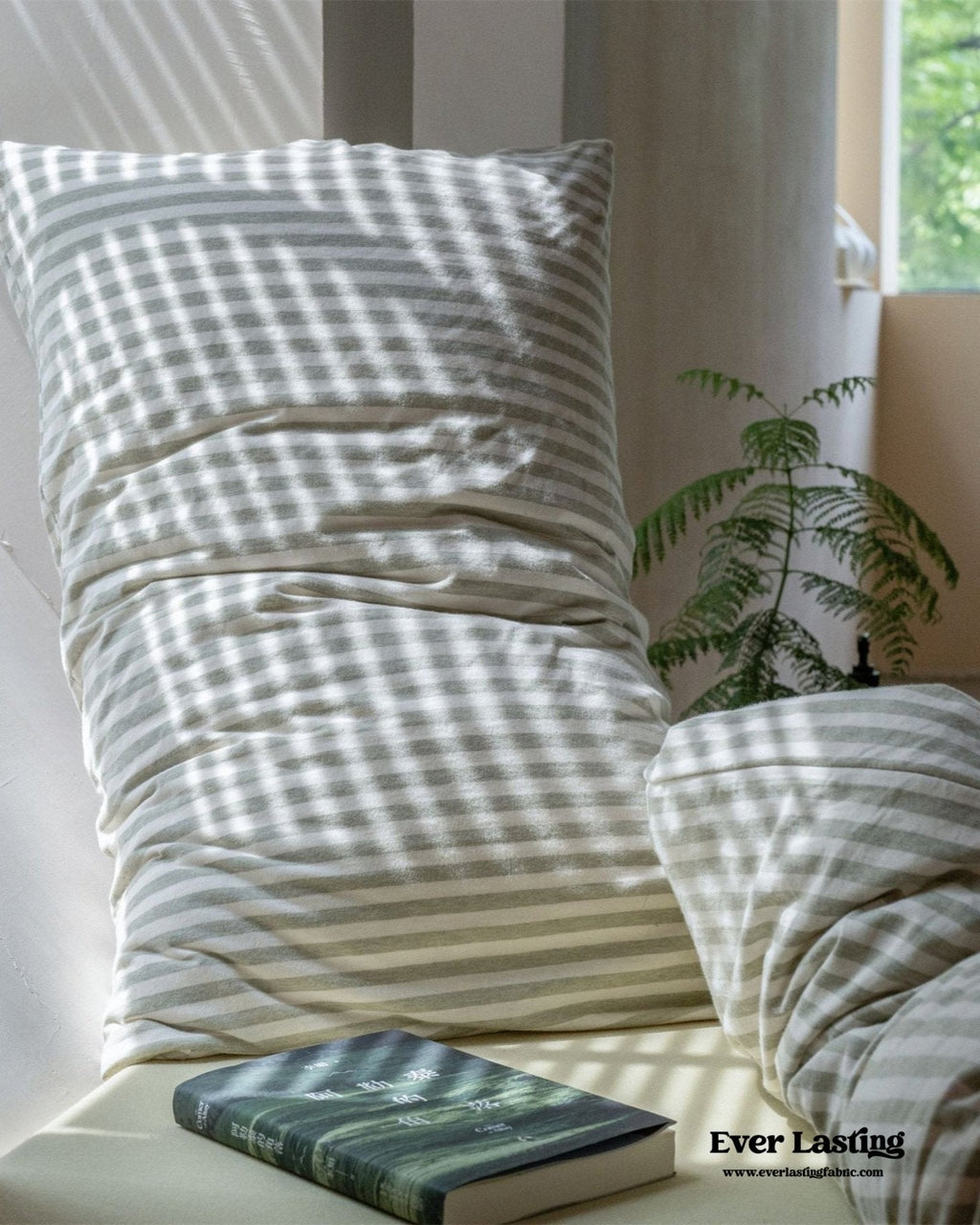 Wren Fresh Striped Jersey Knit Bedding Set / Beige
